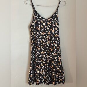 Wallflower Floral Slip Dress Black w/Multicolor Flowers Size M